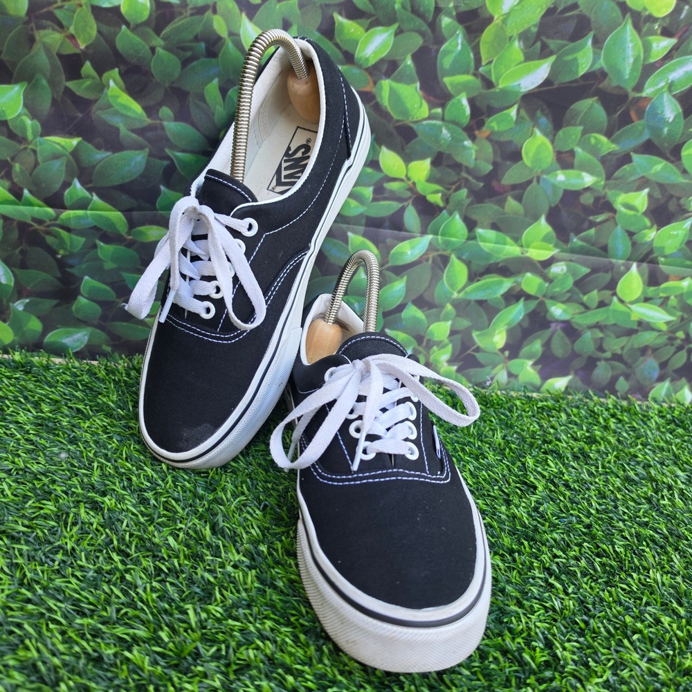 Vans Era Black White Canvas Low Top Skate Shoes Womens 8 Mens 6.5 500714